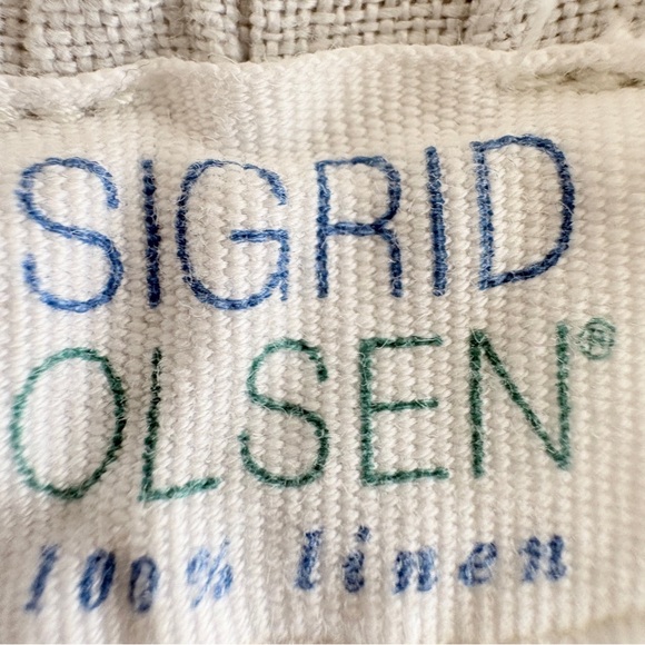 90s Coastal 100% Linen Wide Leg Breezy Beach Pants M Gray/Green Sigrid Olsen - Picture 11 of 11